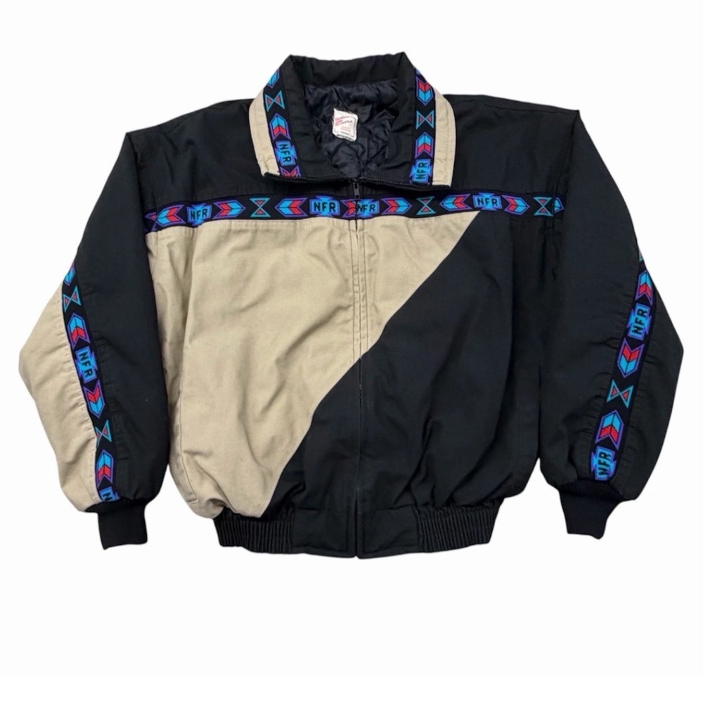 Davis James Jacket Mens XL Black Southwest NFR Aztec Geometric Bomber